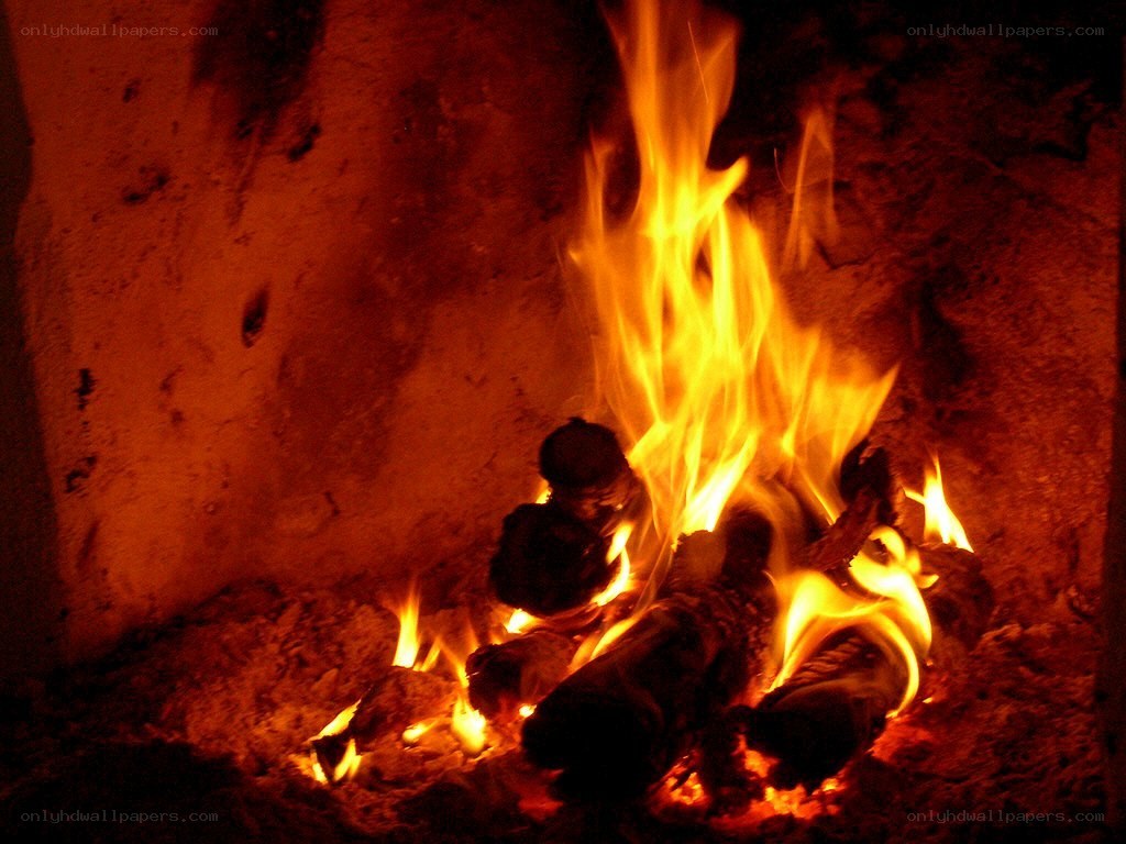 fire burning in a fireplace