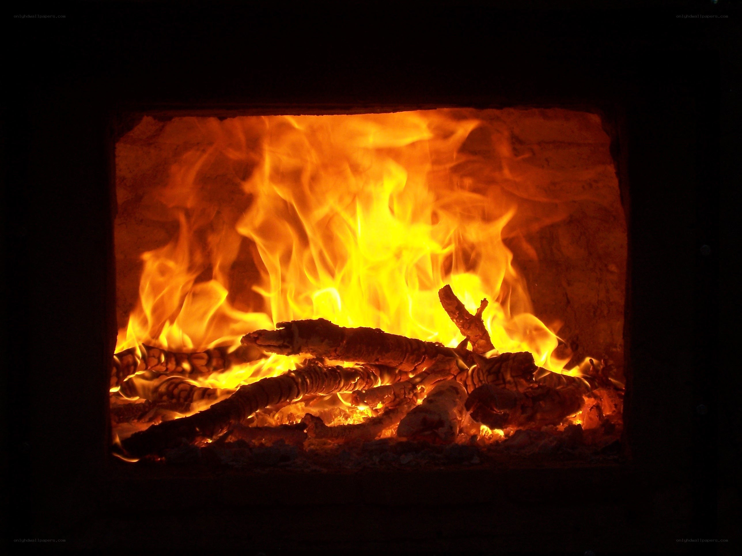 Fire burning in a fireplace