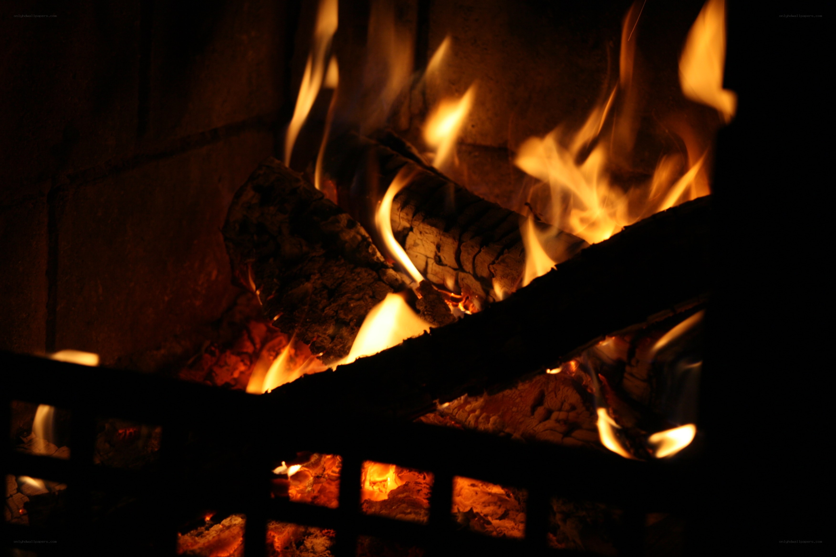 fire burning in a fireplace