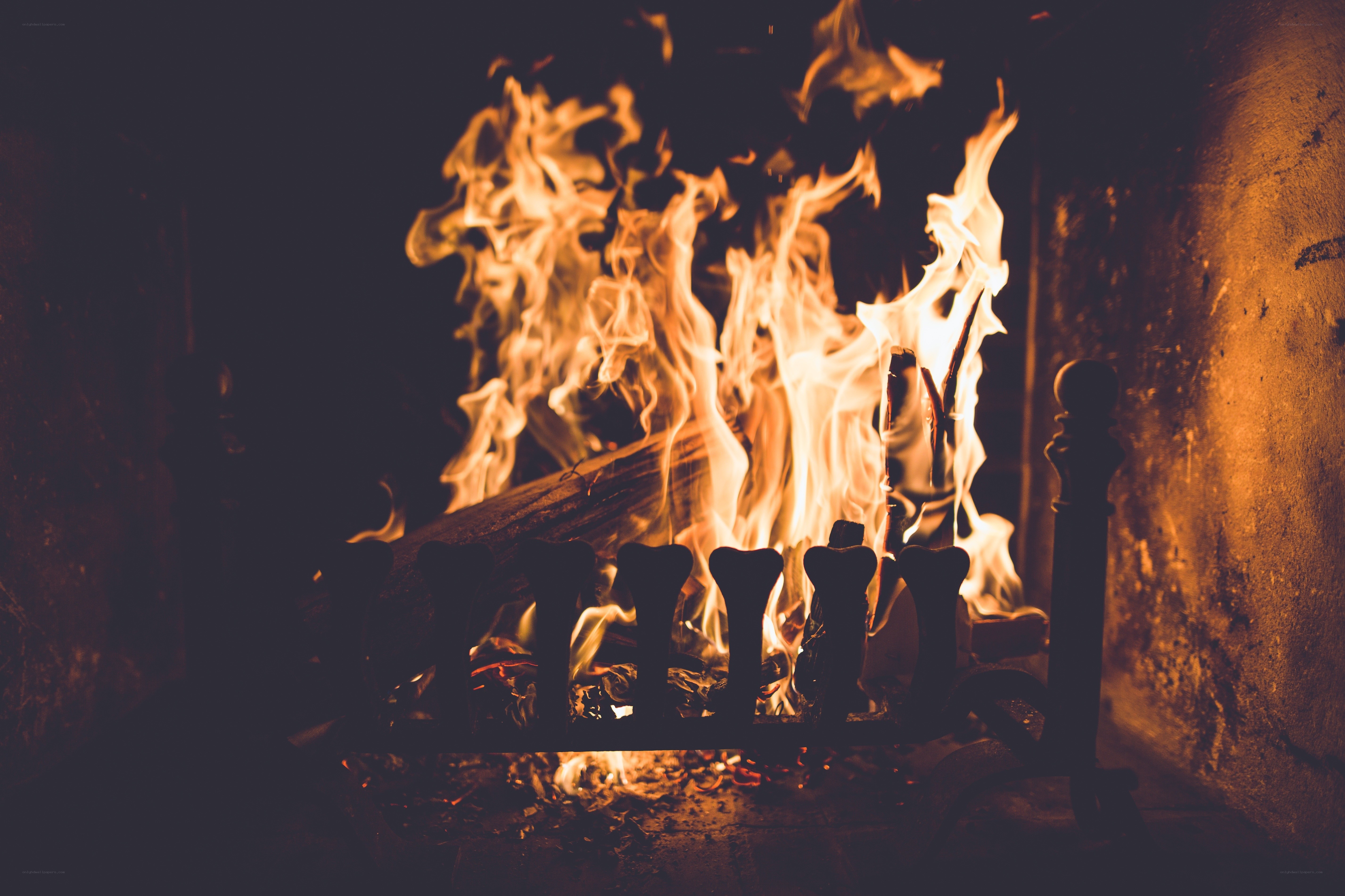 fire burning in a fireplace