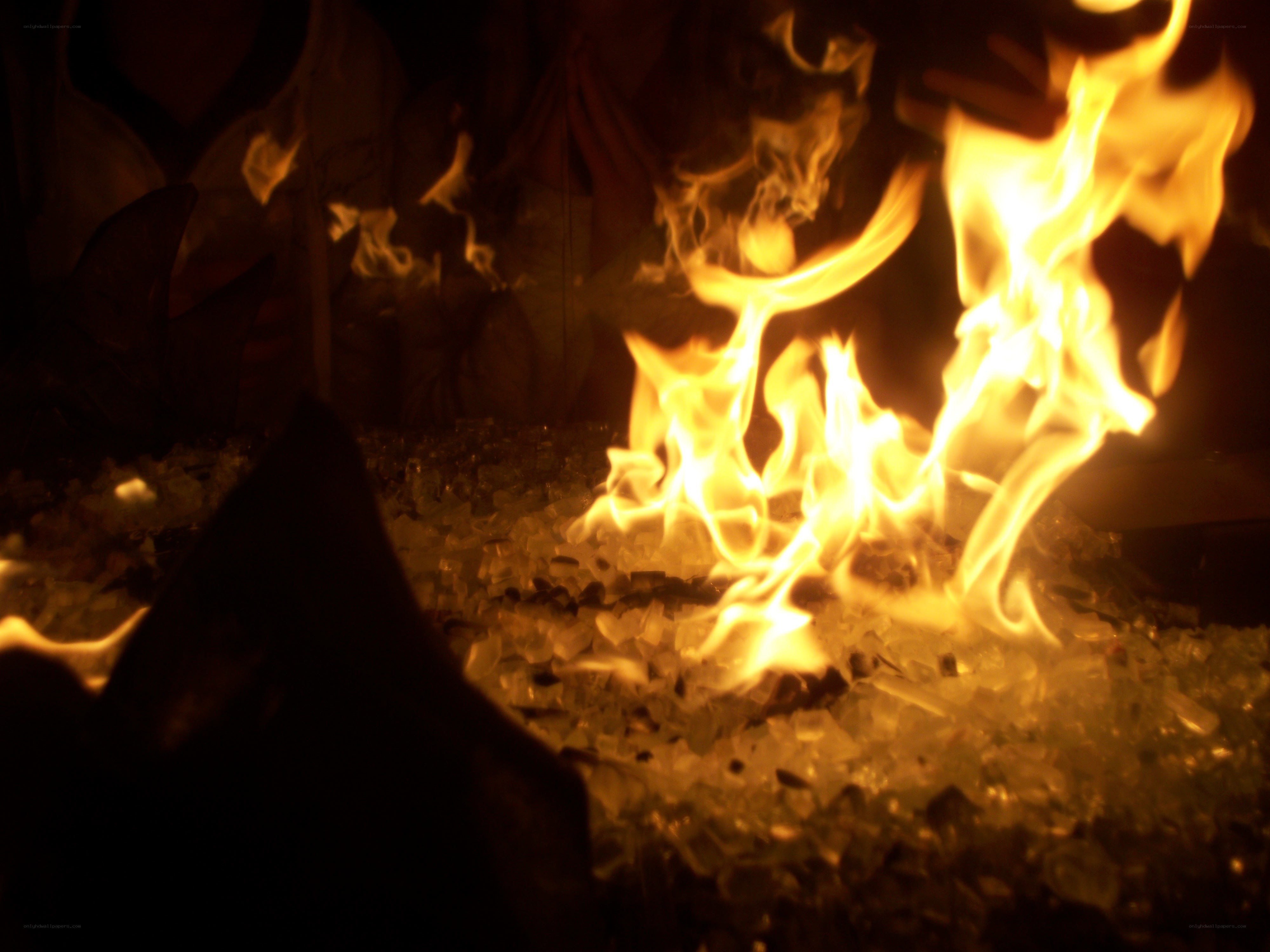 fire burning in a fireplace