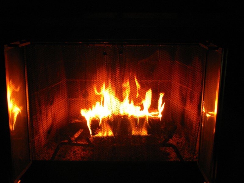 Fire Burning in Fireplace