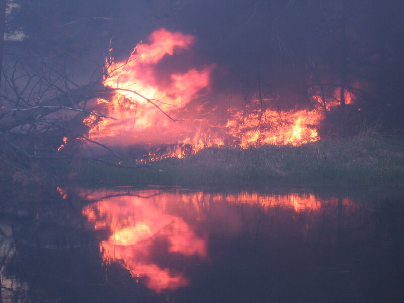 Fire Burning Near Water