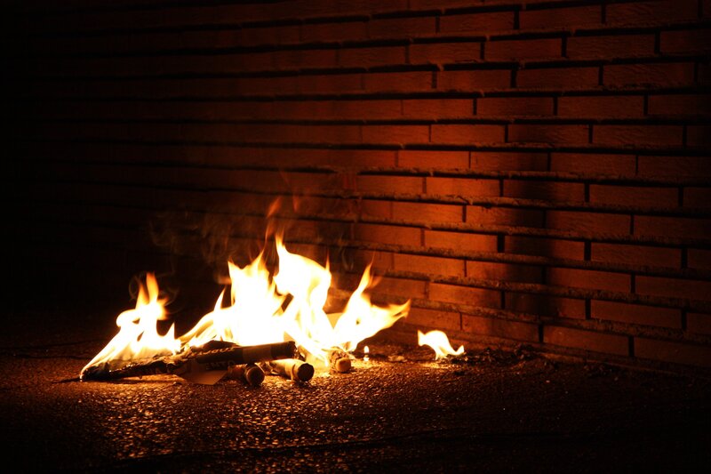 Fire Burning on Ground