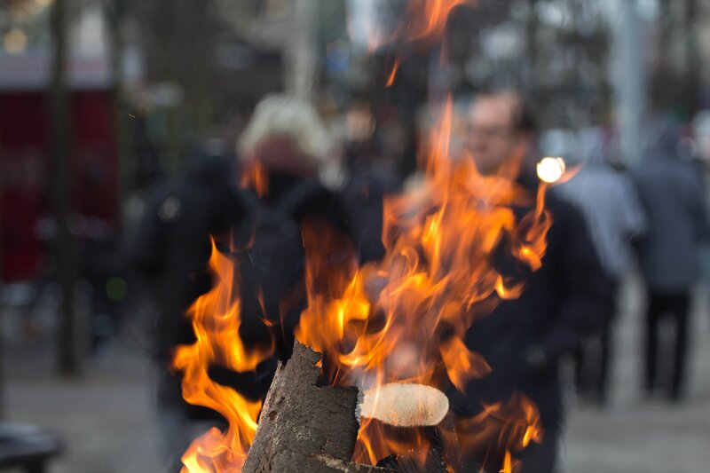 Fire Burning on Log