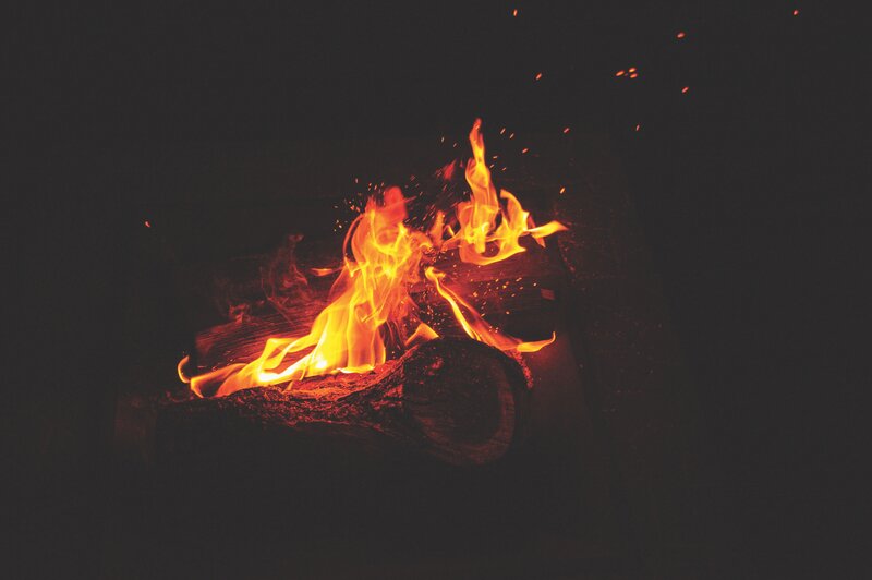 Fire Burning on Logs