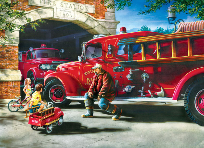 Fire Chief with Children