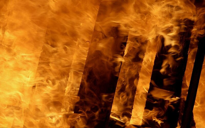 Fire Consuming Wooden Beams