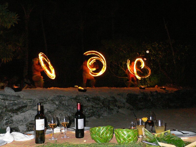 Fire Dancers at Night — Black