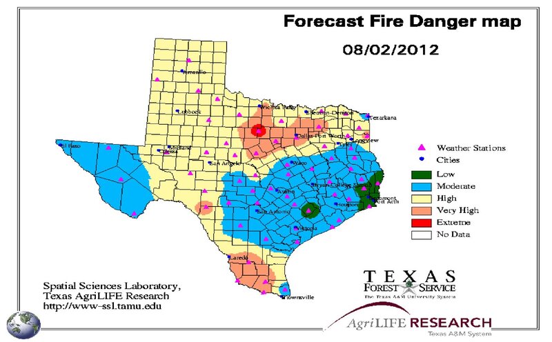 Fire Danger Map of Texas
