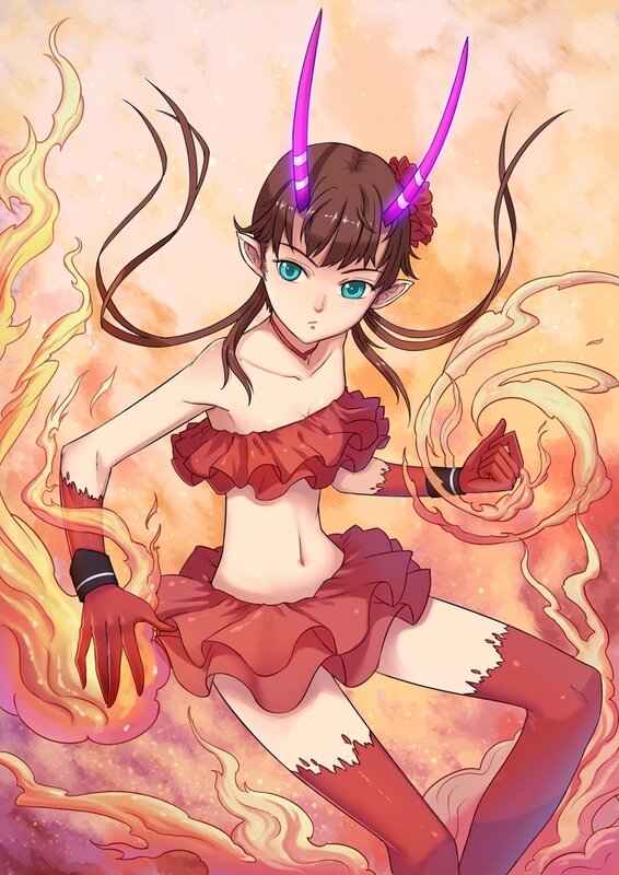 fire demon girl with horns