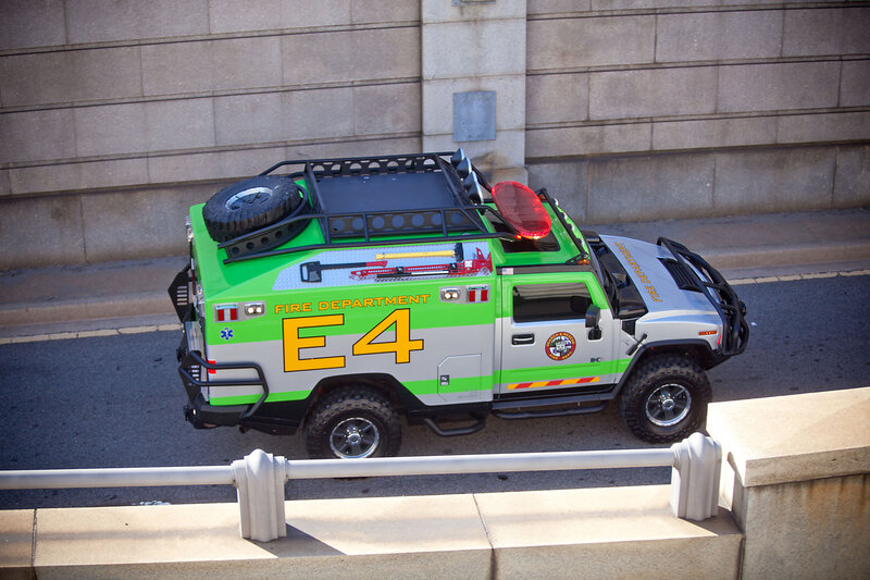 Fire department vehicle on street