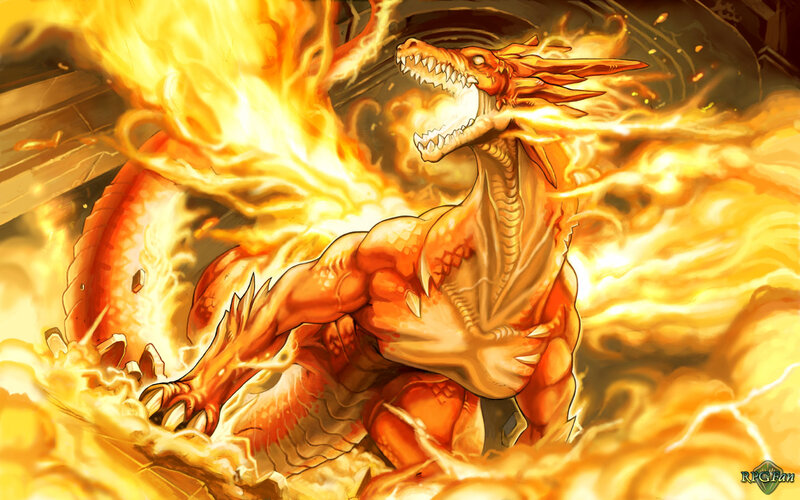 Fire Dragon Breathing Flames