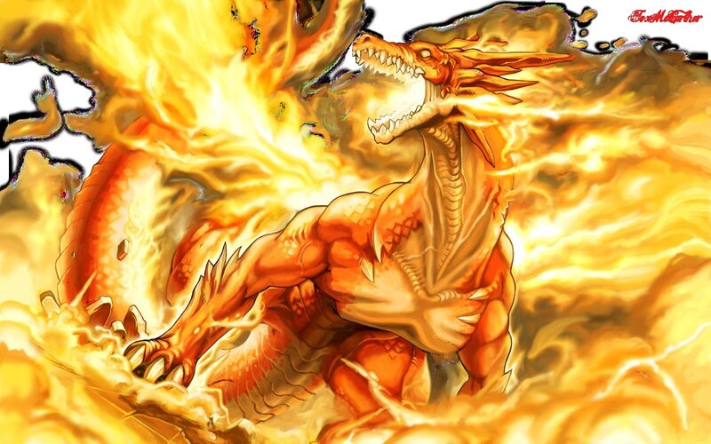 Fire Dragon in Flames — Orange