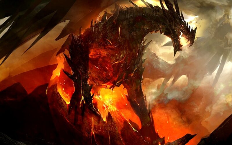 Fire Dragon in Lava