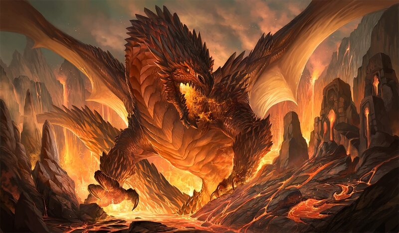 Fire Dragon in Volcano