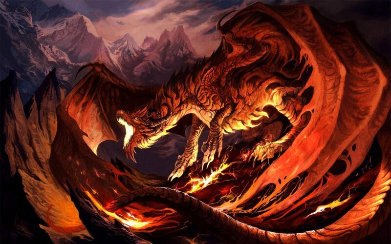 Fire Dragon on Mountain
