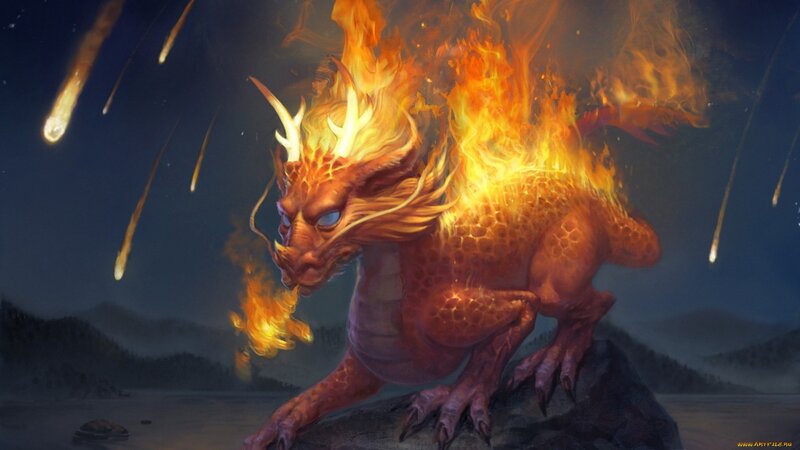 Fire Dragon on Rock