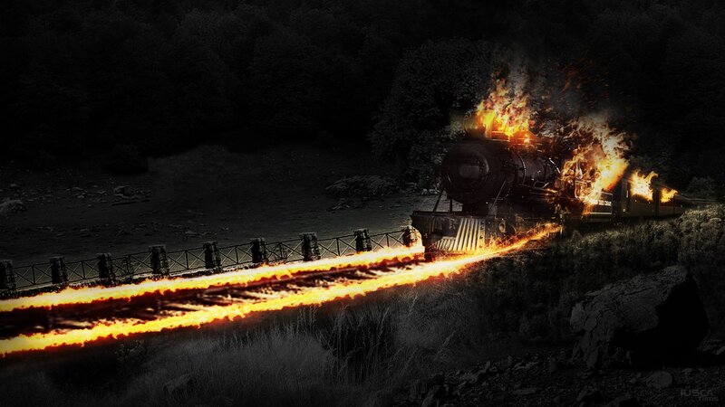 Fire-engulfed Train