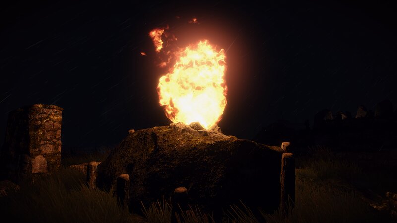 Fire Erupting from Rock