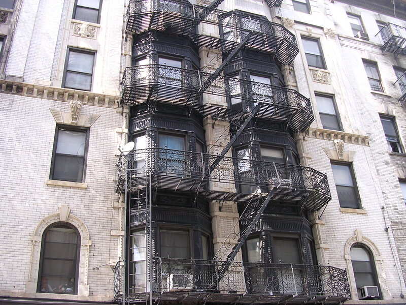 Fire escape on brick building
