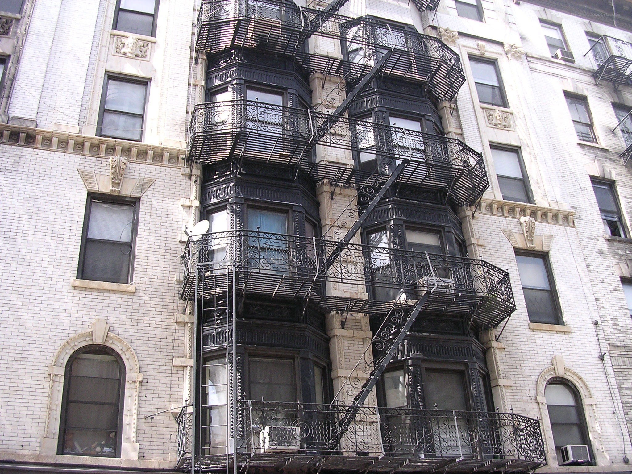 Fire escape on brick building