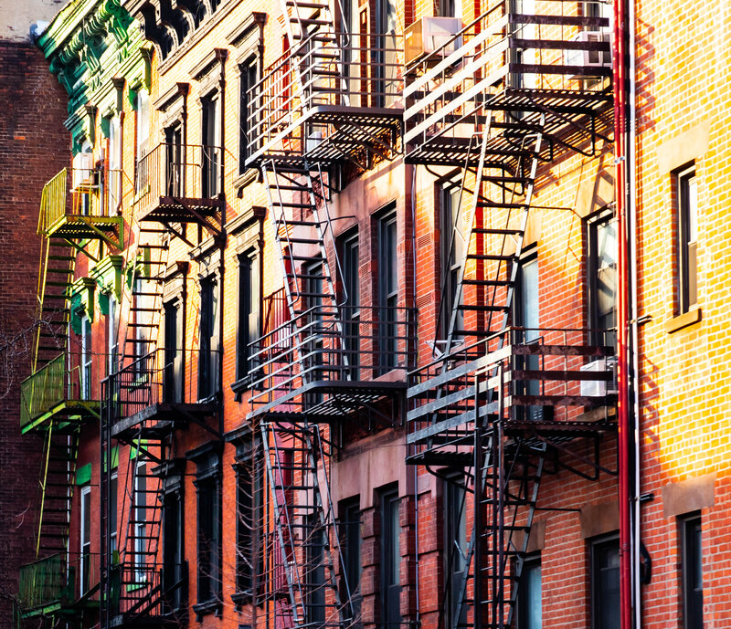 Fire Escapes on Brick Buildings