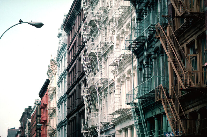 fire escapes on city buildings