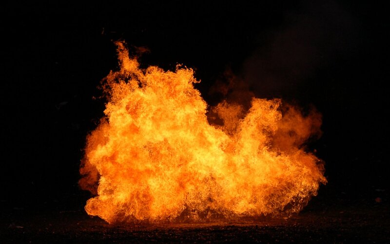 Fire Explosion at Night