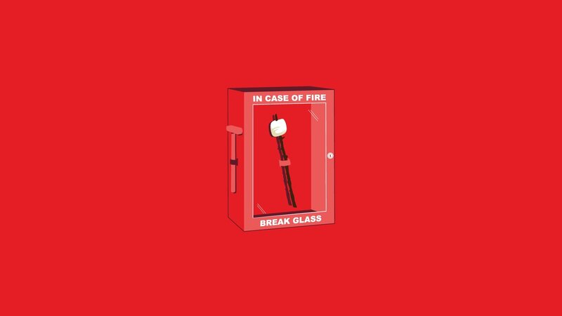 Fire Extinguisher Cabinet — Red, Minimalist