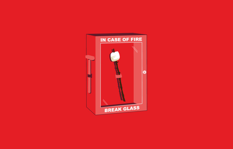 Fire Extinguisher Cabinet — Red, Surreal, Illustration, Marshmallow, Stick