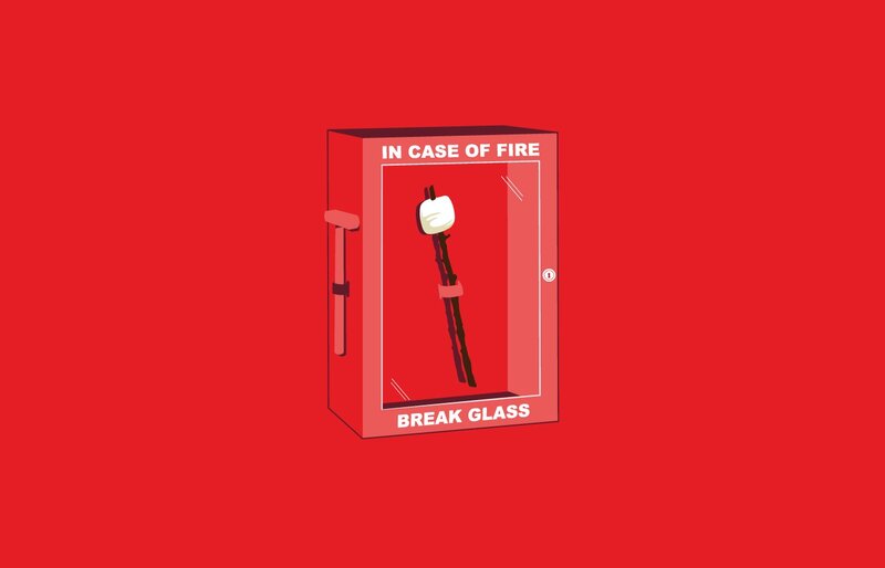 Fire Extinguisher Cabinet — Red, Surreal