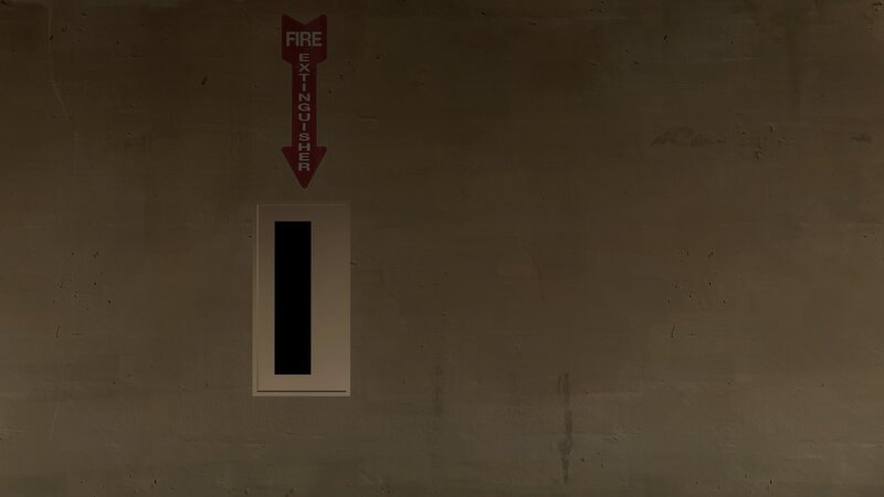 Fire extinguisher sign on wall