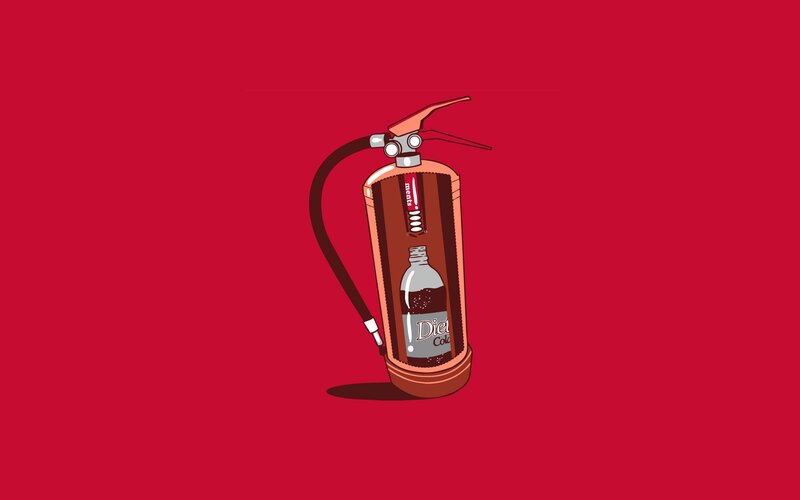 Fire Extinguisher with Soda Bottle — Red