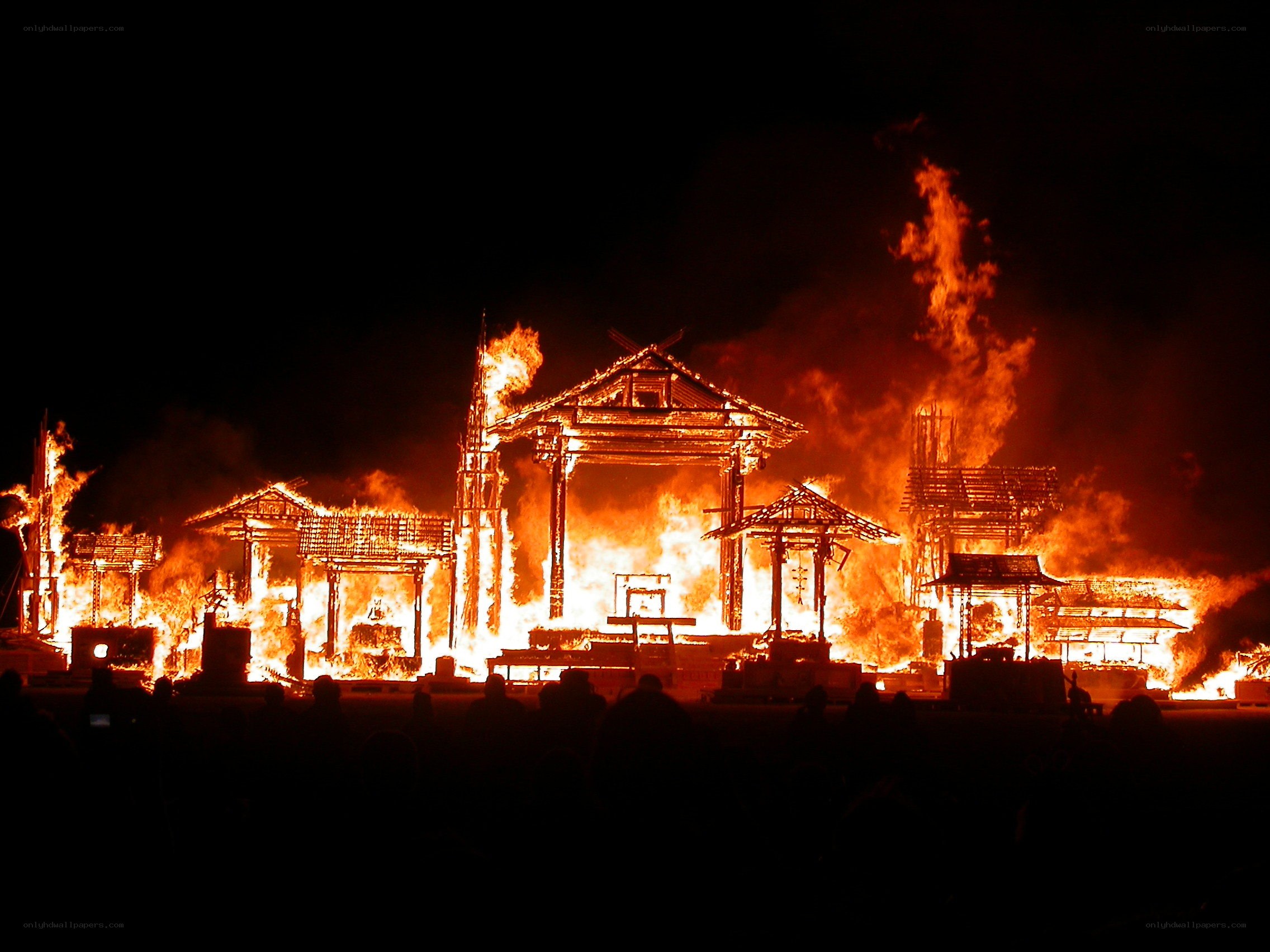 Fire festival at night