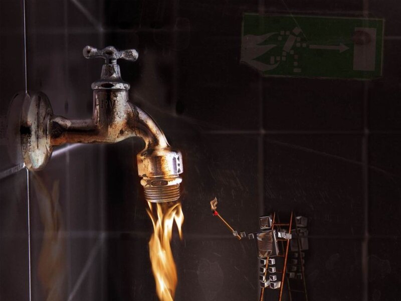 Fire from a faucet