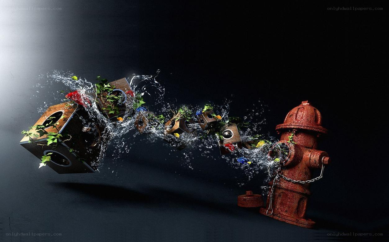 fire hydrant releasing water and plants