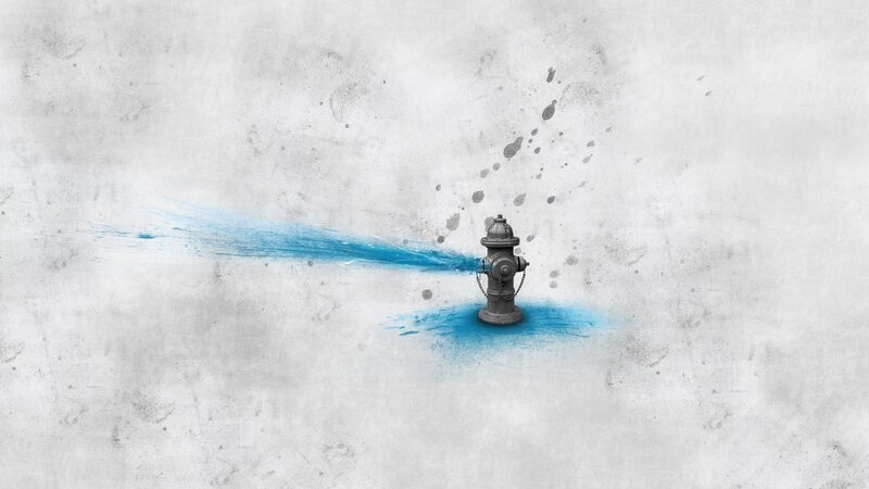 Fire Hydrant Spraying Water — Blue