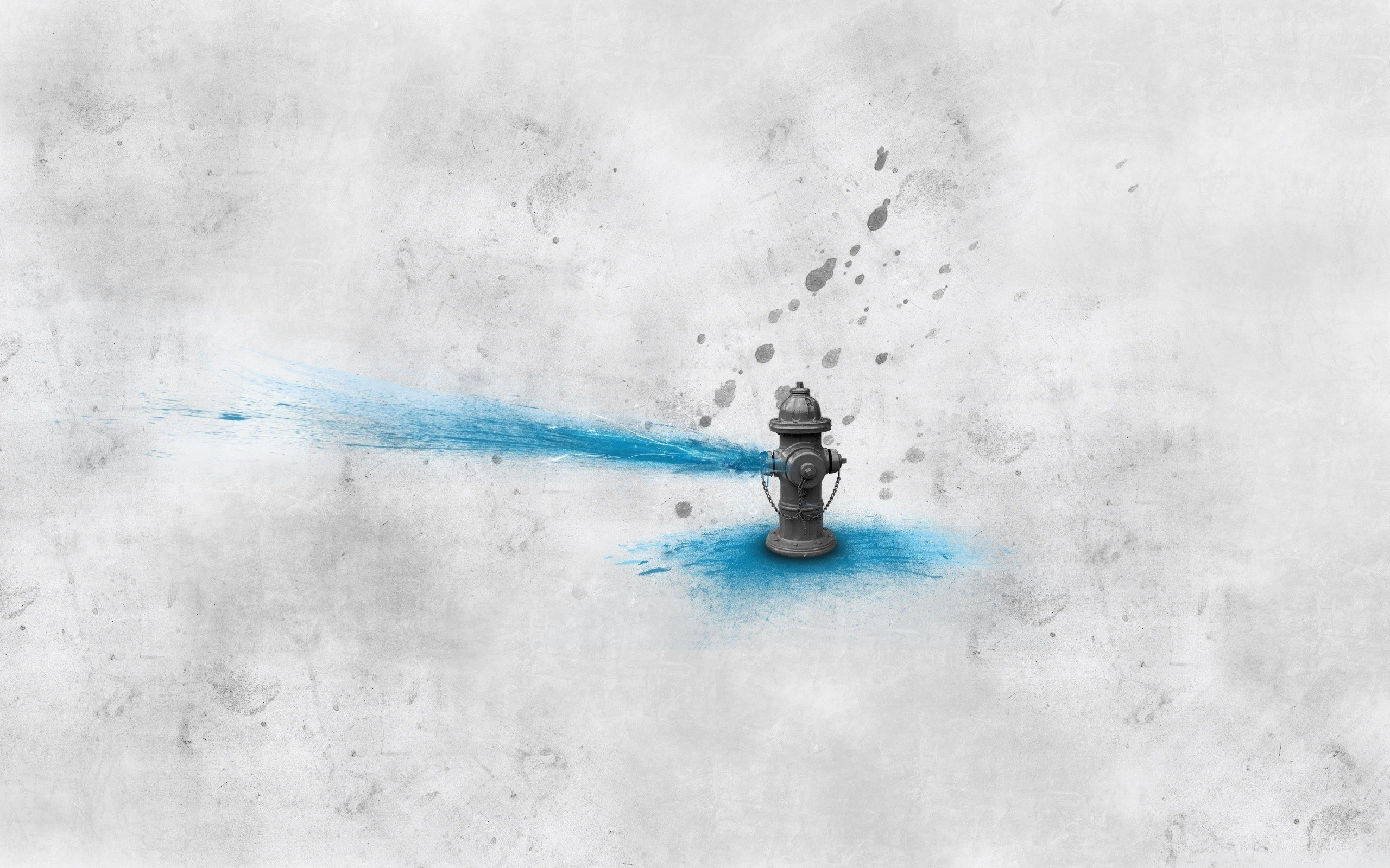 fire hydrant with blue water spray
