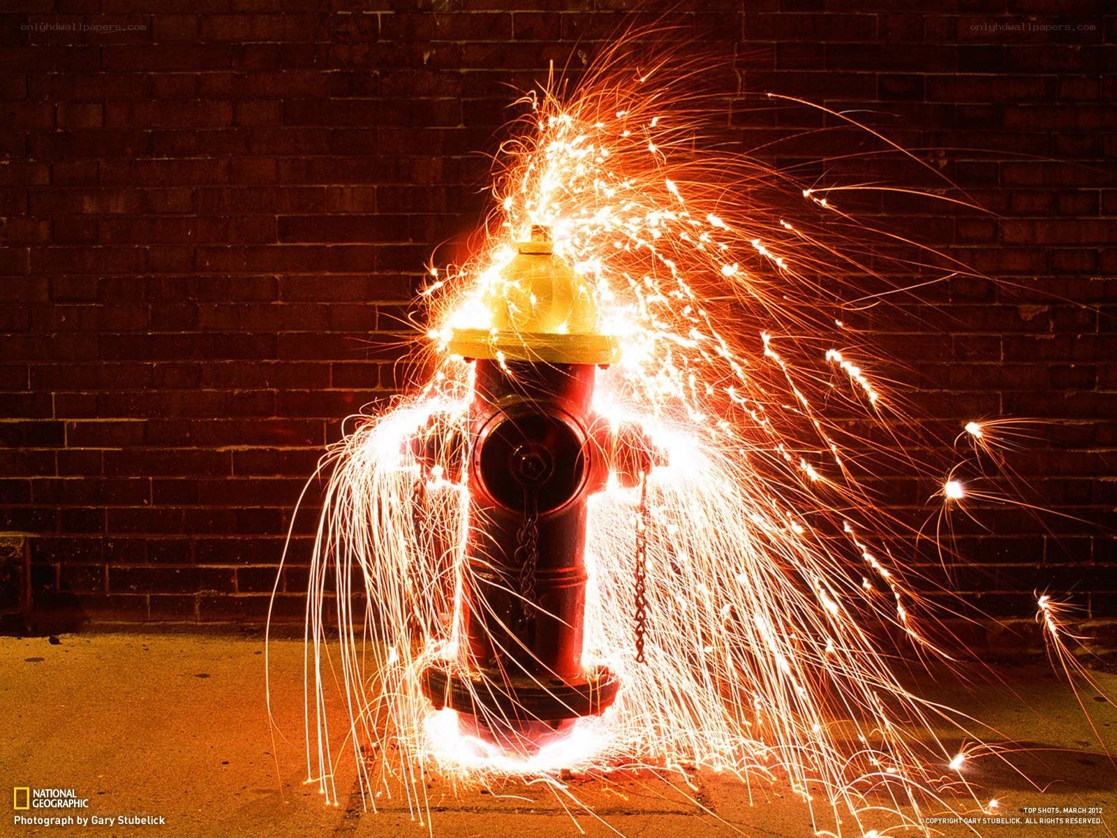 Fire hydrant with sparks