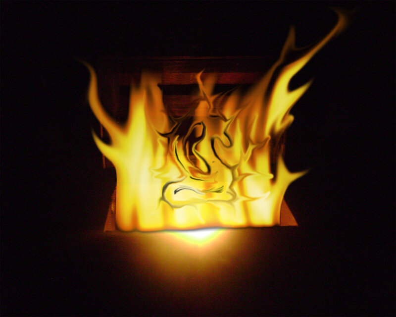 fire in a fireplace