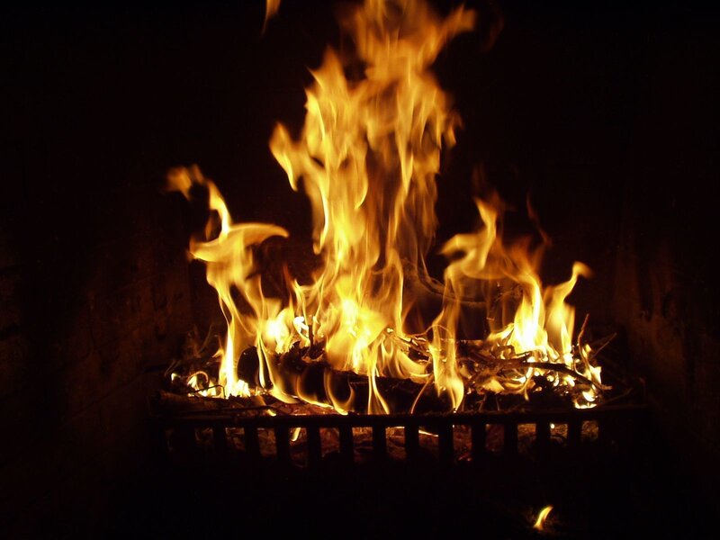 Fire in a Fireplace — Yellow