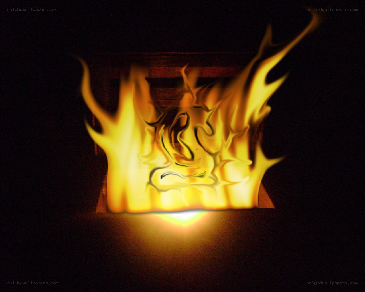 fire in a fireplace