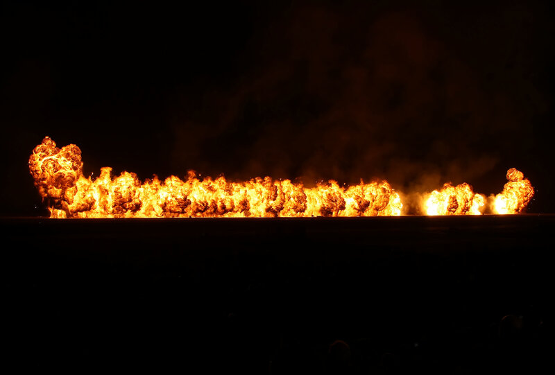 Fire line at night