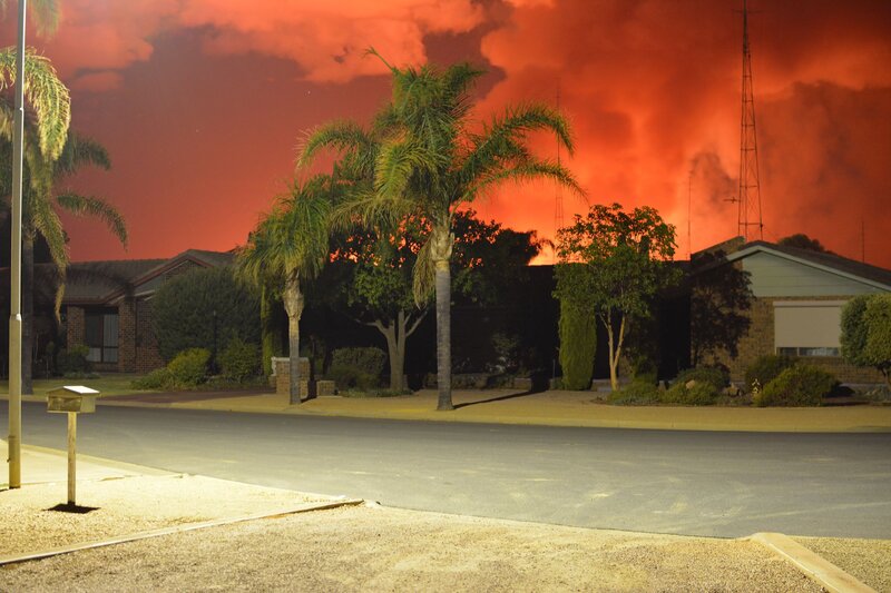 Fire-lit Sky over Suburb
