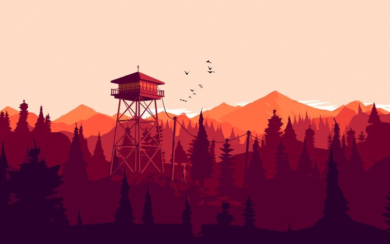 Fire Lookout Tower — Red, Serene, Sunset
