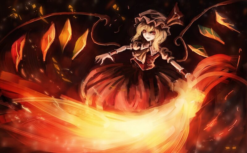 fire magic girl in red dress