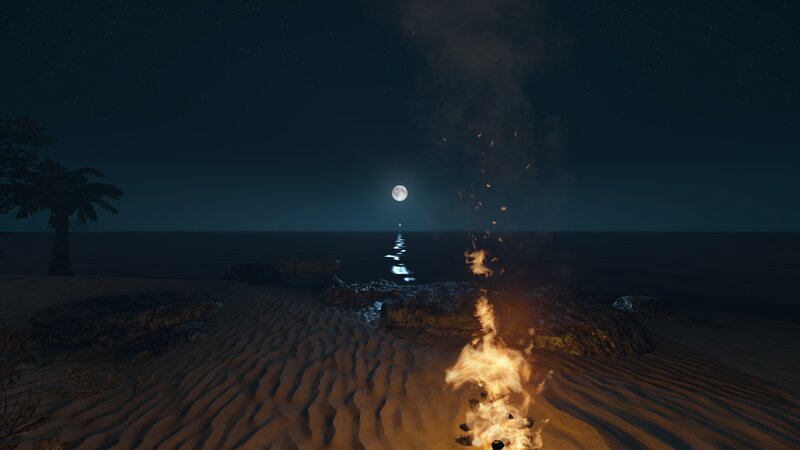 Fire on Beach at Night