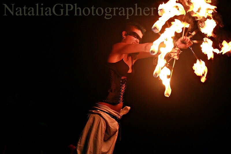 Fire Performer at Night