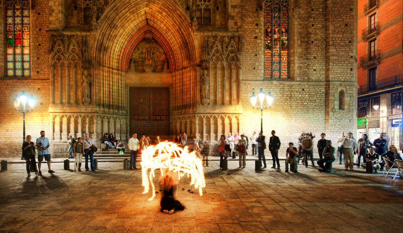 Fire Performer in Square